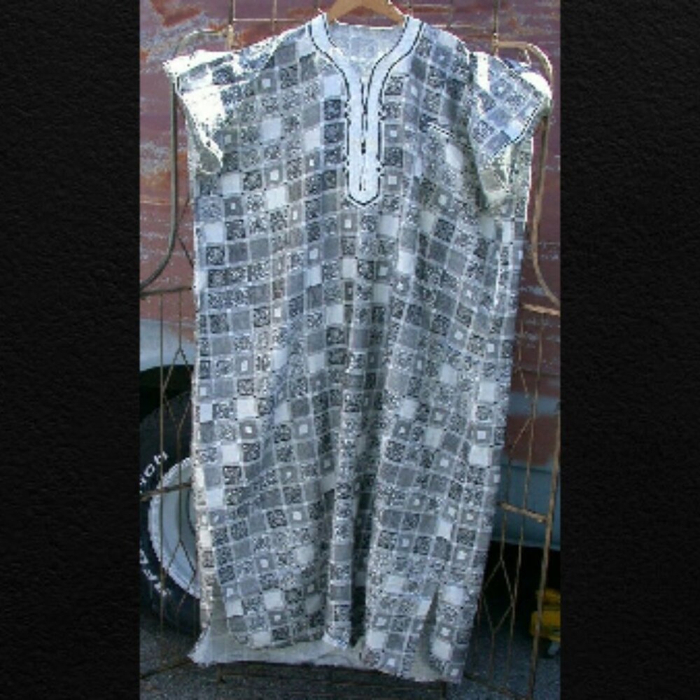 Handmade Authentic Moroccan Men Caftan Kaftan Thobe Dishdasha Black/White Large
